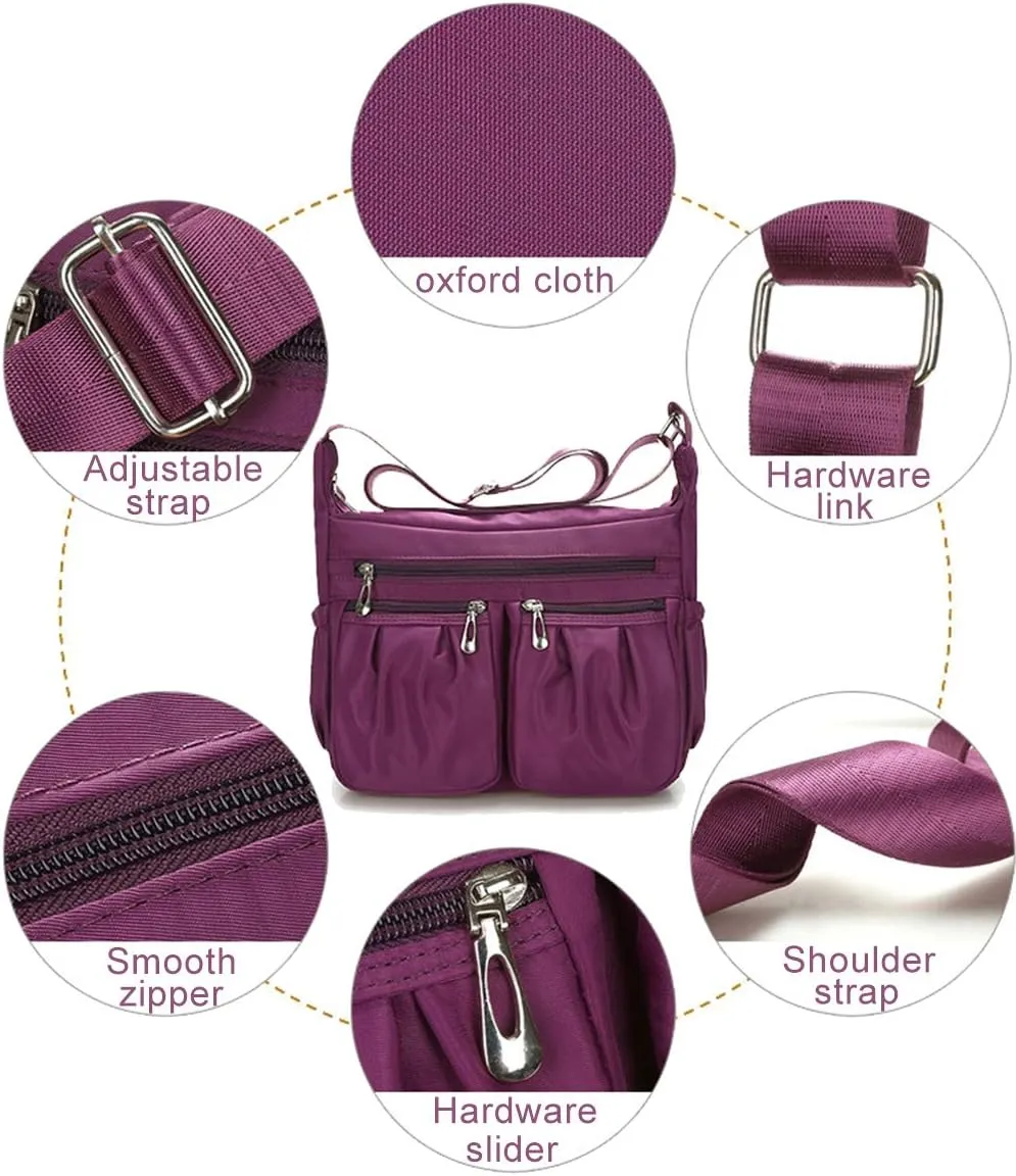 Chikencall Crossbody Bag for Women Waterproof Shoulder Bag Nylon Handbag Travel Work Purses
