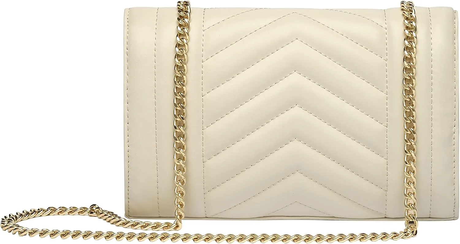 Chrysansmile Clutch Purses for Women Genuine Leather Crossbody Bags Fashion Quilted Womens Handbags with Chain