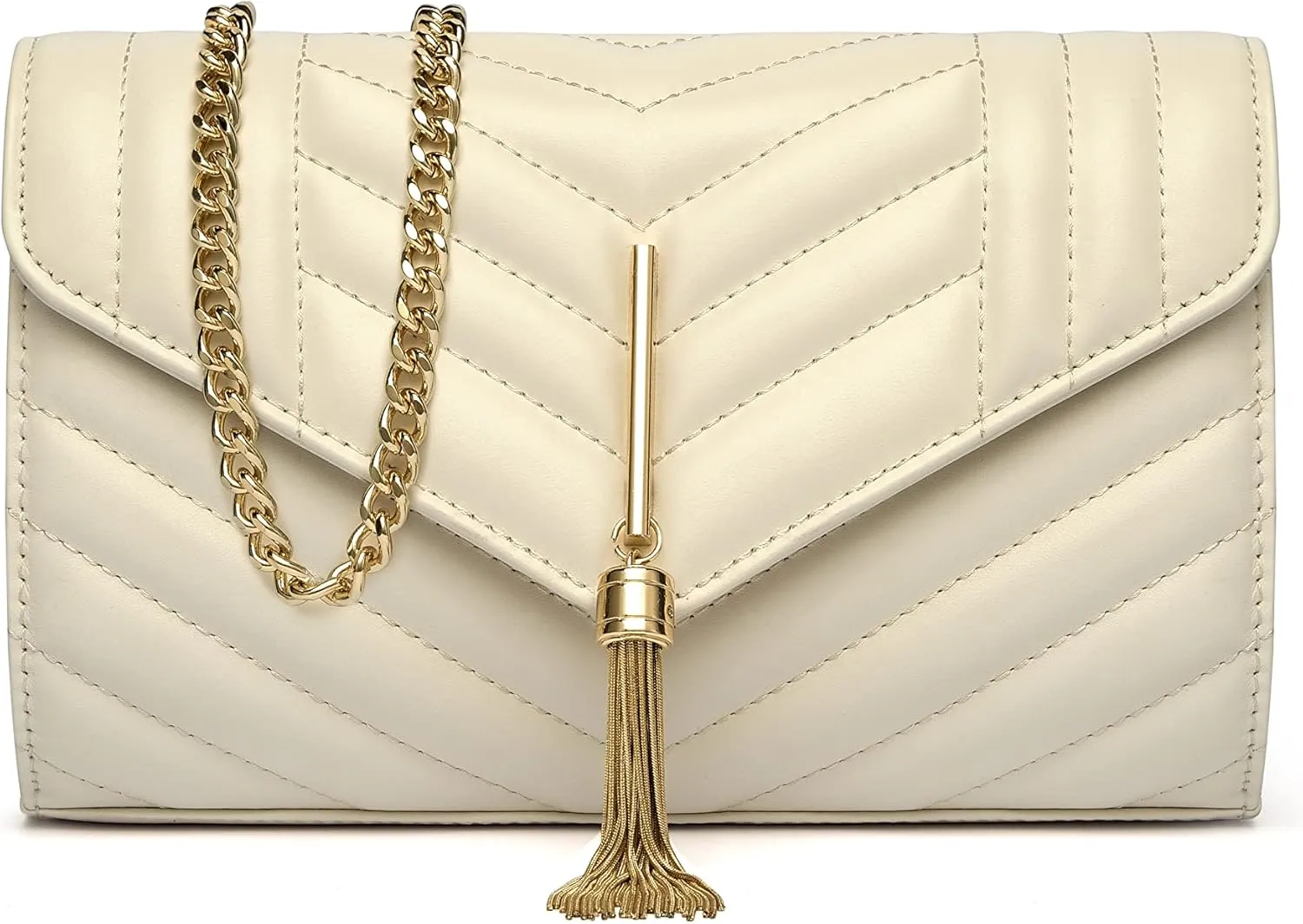 Chrysansmile Clutch Purses for Women Genuine Leather Crossbody Bags Fashion Quilted Womens Handbags with Chain