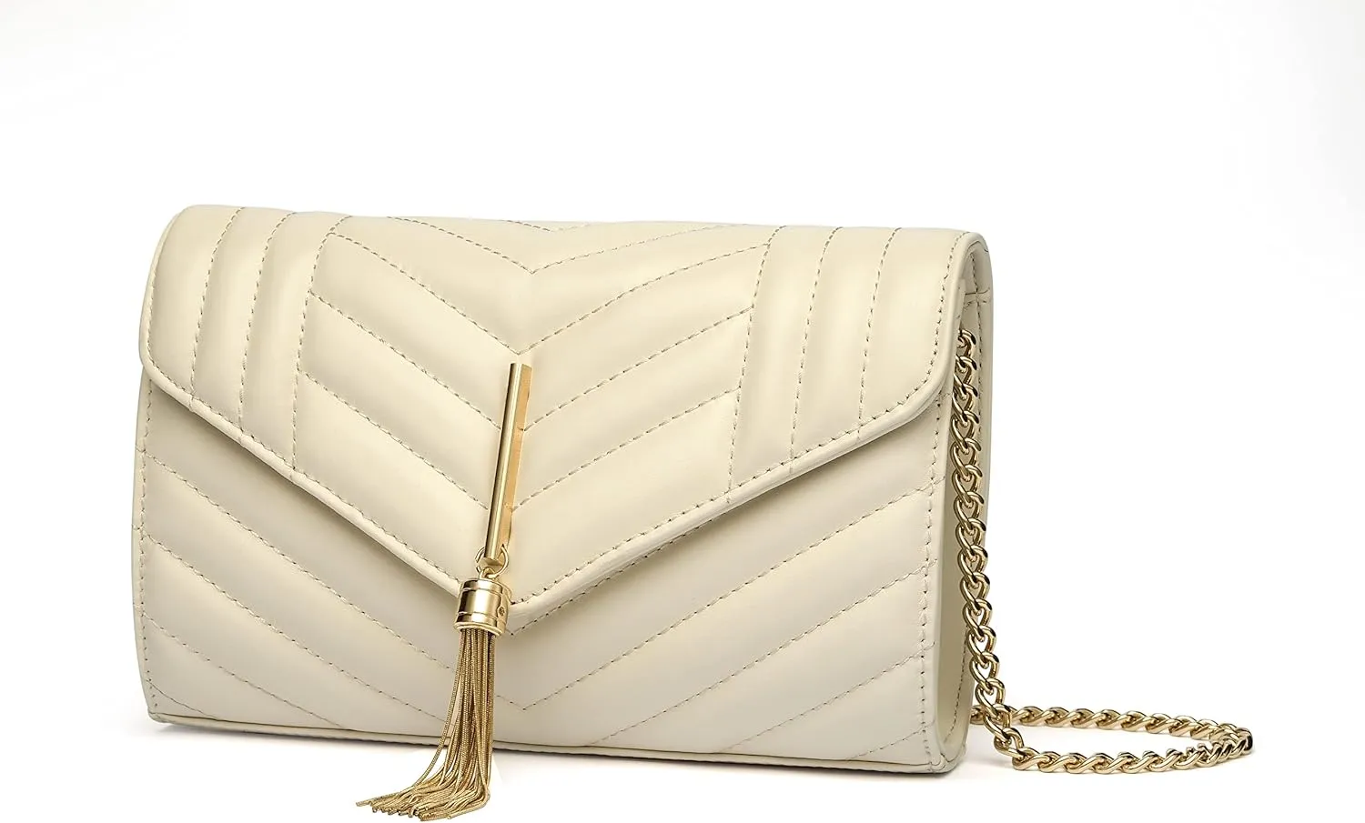 Chrysansmile Clutch Purses for Women Genuine Leather Crossbody Bags Fashion Quilted Womens Handbags with Chain