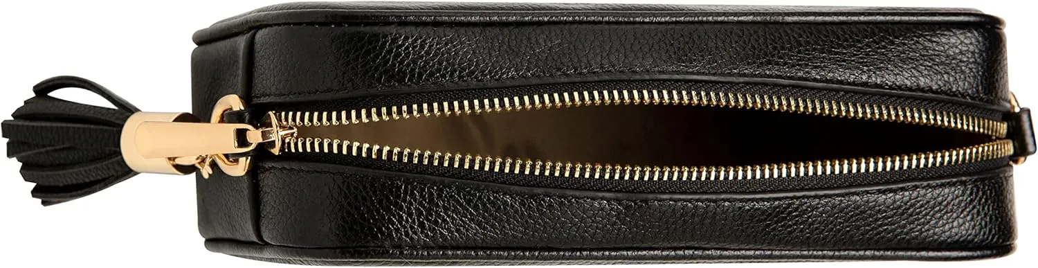 Chrysansmile Crossbody Bags for Women Genuine Leather Small Purse Black Soft Cross Body Bag with Tassel