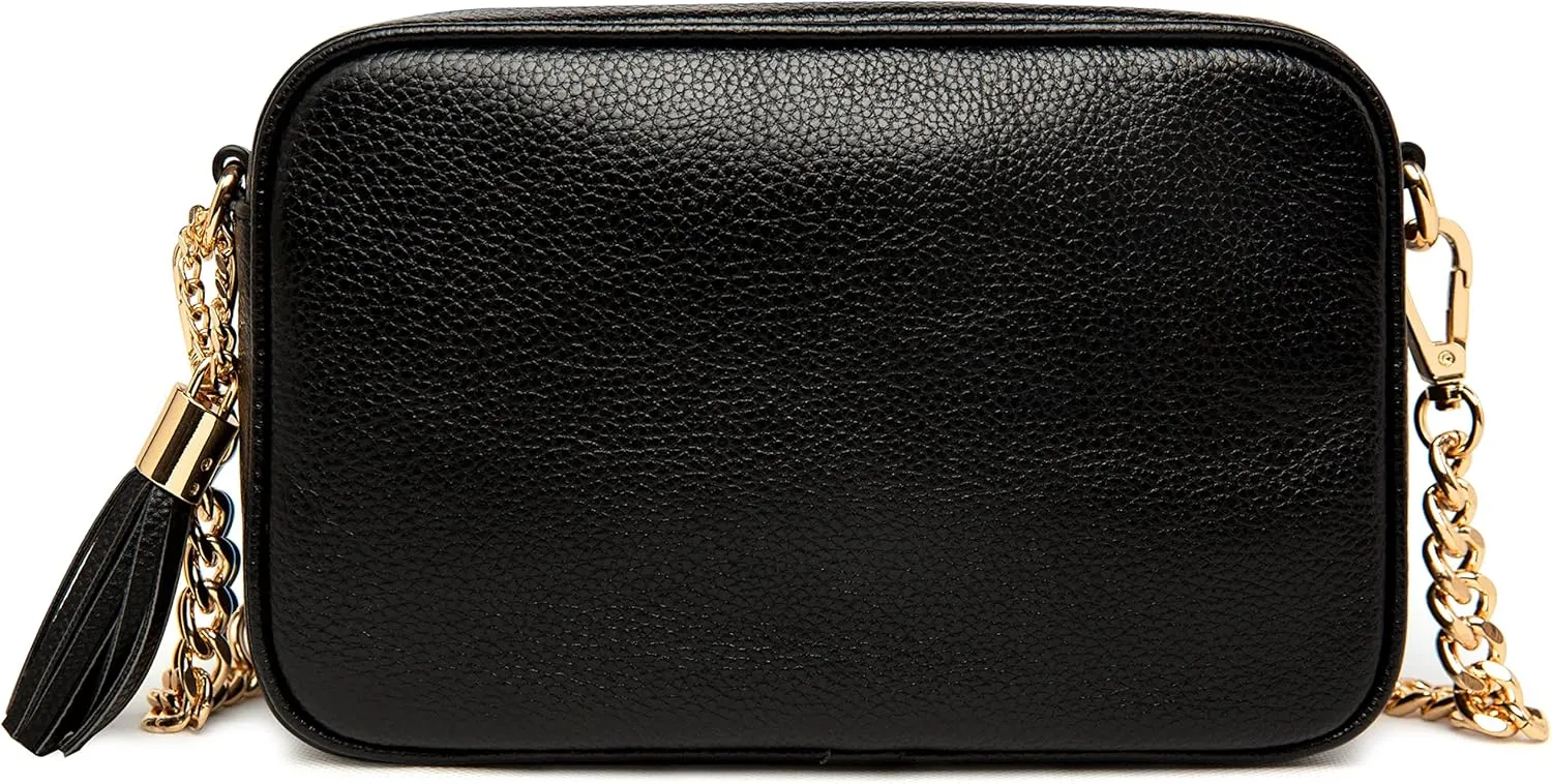 Chrysansmile Crossbody Bags for Women Genuine Leather Small Purse Black Soft Cross Body Bag with Tassel