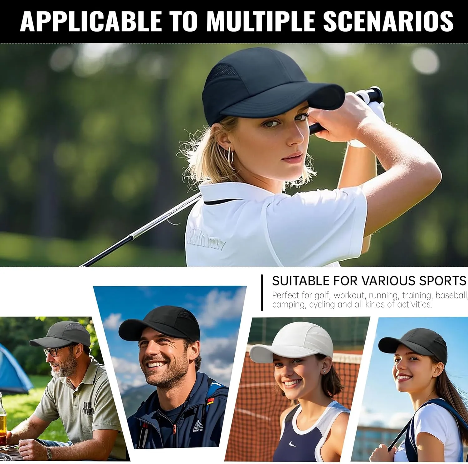 CLAPE Sun Protection Sport Hats Lightweight Breathable Mesh Unstructured Baseball Hat Adjustable Quick Dry Running Hat