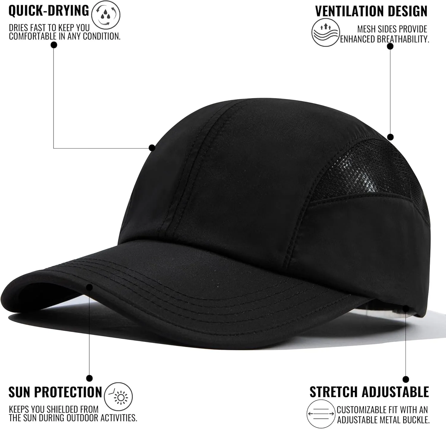 CLAPE Sun Protection Sport Hats Lightweight Breathable Mesh Unstructured Baseball Hat Adjustable Quick Dry Running Hat