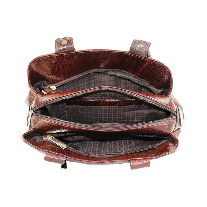 Classic Brown PU Leather Tote Bag – Spacious & Elegant Everyday Handbag