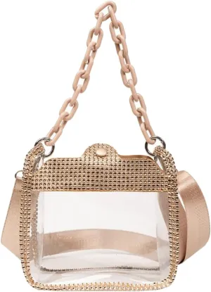 Clear Evening Purses Mini Clutch Bags Women's Crossbody Rhinestone Handbags Shiny Shoulder Bag