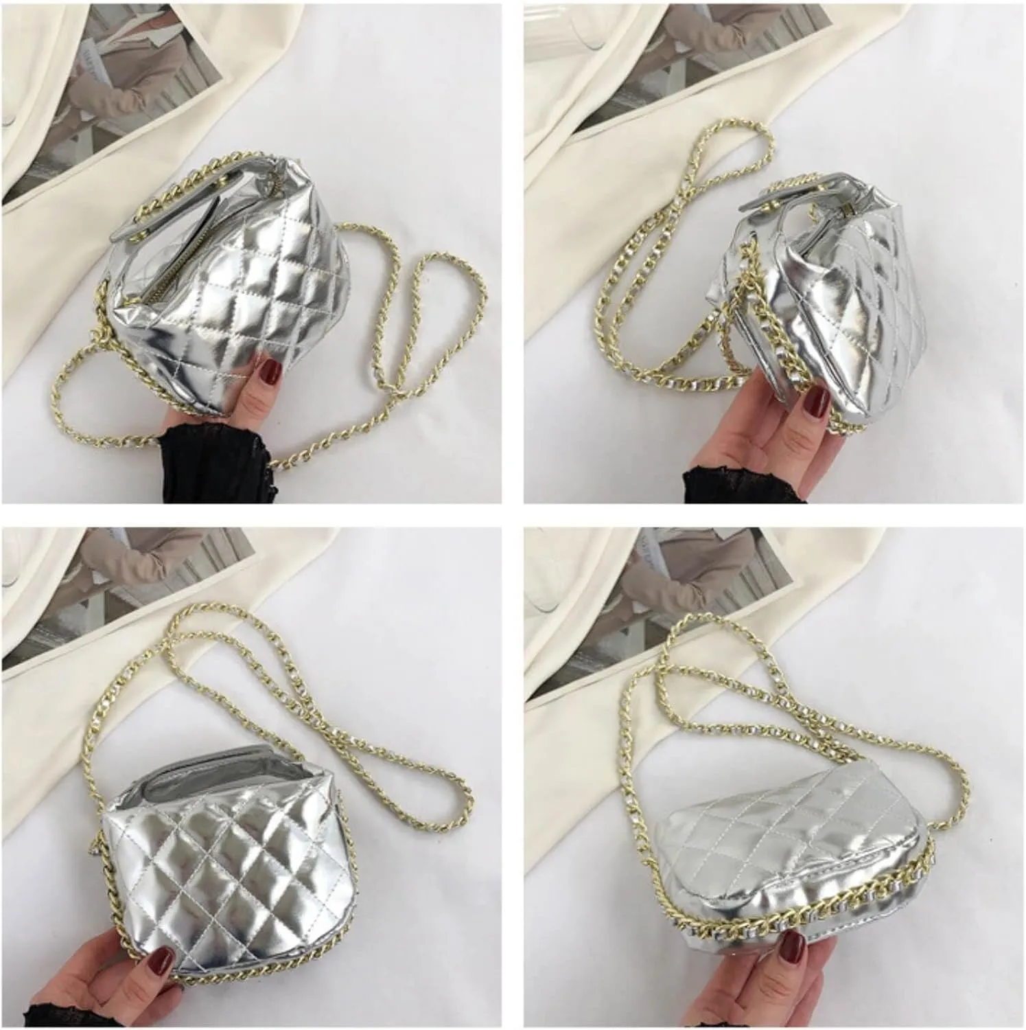 Clutch Purses for Women, Mini Metallic Evening Purse