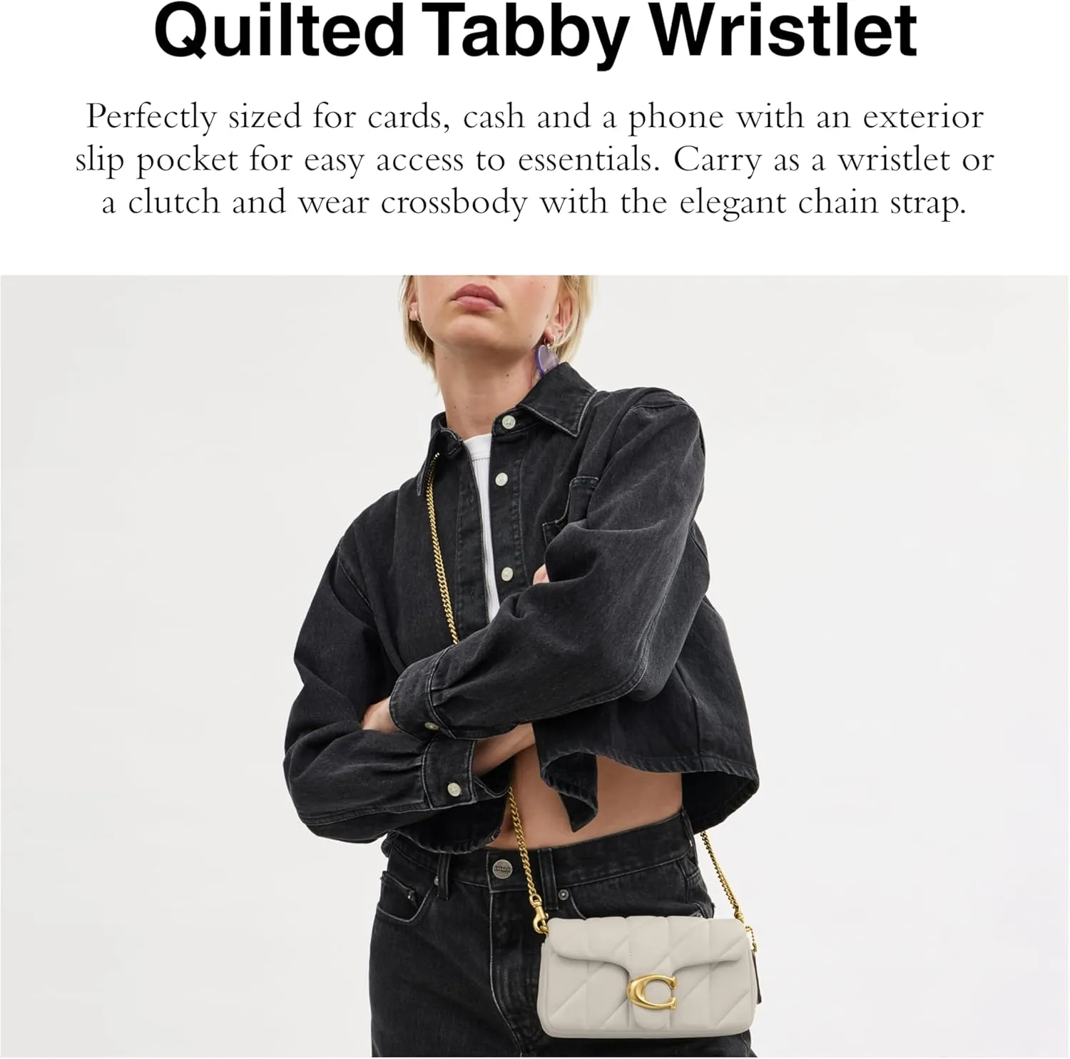 Coach Women's Quilted Pillow Leather Tabby Wristlet with Chain