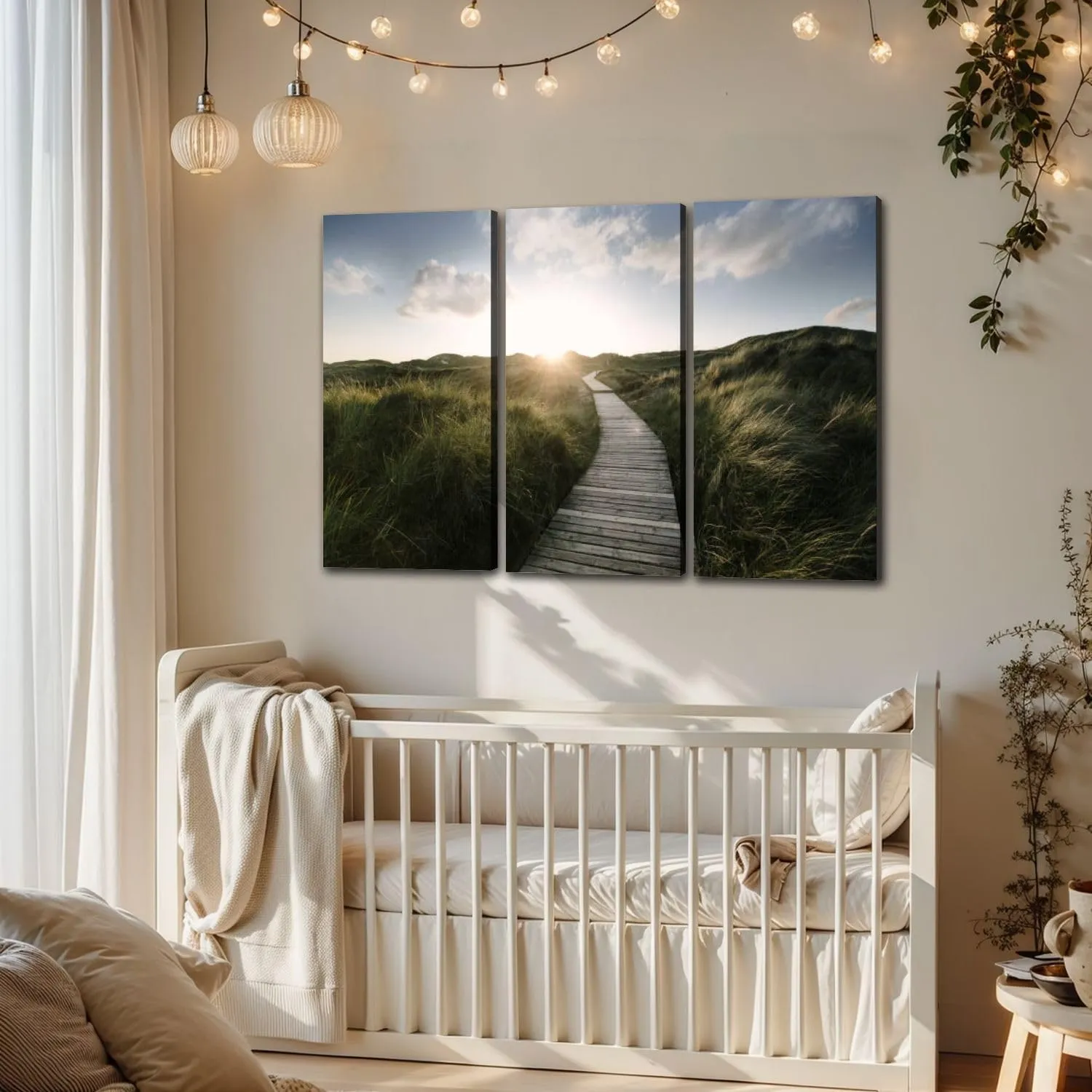 Coastal Wall Art Way dunes Poster Print On Large Canvas Wall Art for Living Room Office Framed Home Decor Ready to Hang 12"x14"x3pcs