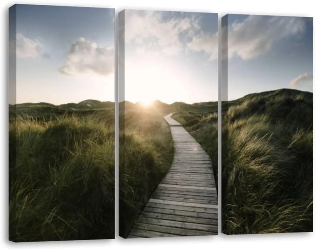 Coastal Wall Art Way dunes Poster Print On Large Canvas Wall Art for Living Room Office Framed Home Decor Ready to Hang 12"x14"x3pcs