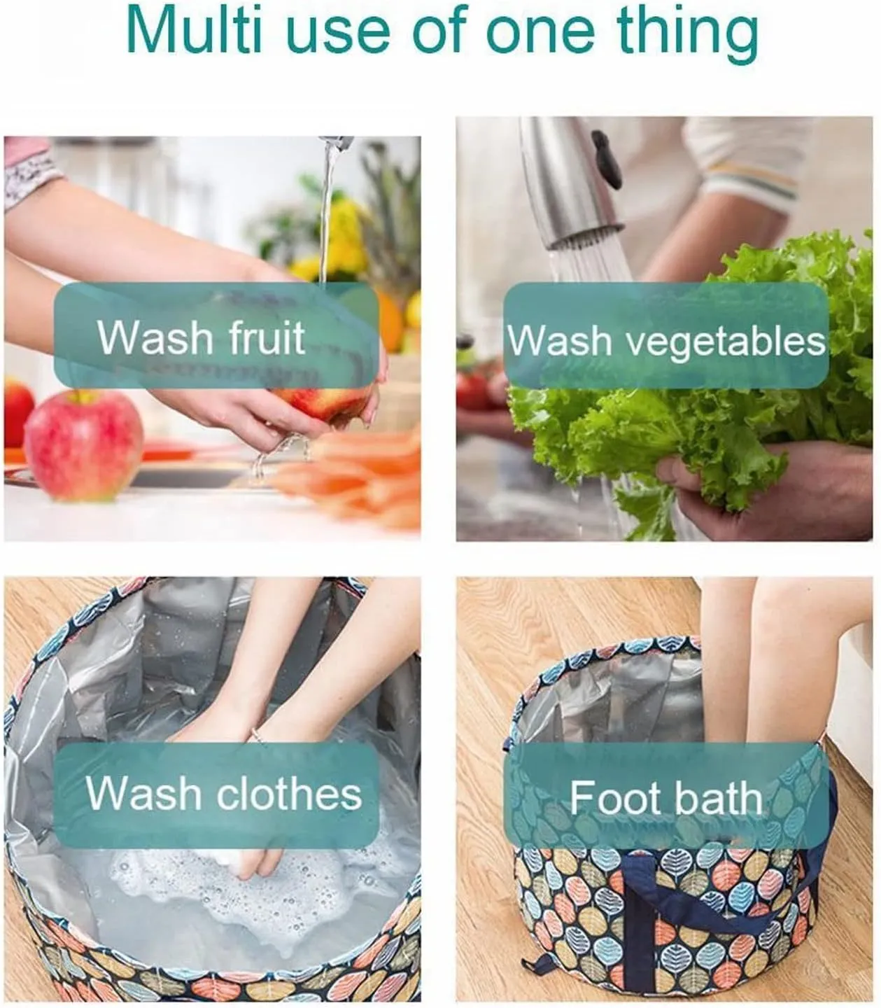Collapsible wash Basin Foldable Foot Tub Portable Bath Feet Bag Camping Water Basin Bucket Bathtub Container for Outdoor Travel(Blue,35 * 22CM)
