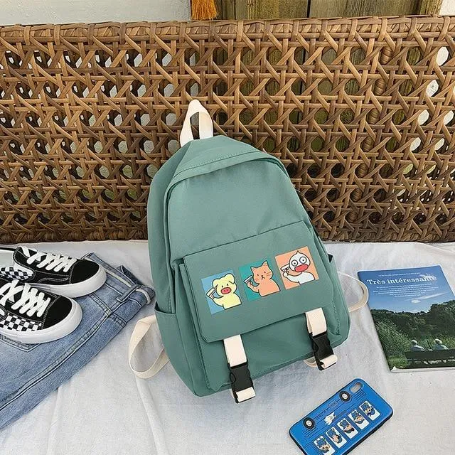 COLLEGE STYLE CARTOON PRINTED BACKPACK