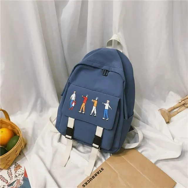 COLLEGE STYLE CARTOON PRINTED BACKPACK