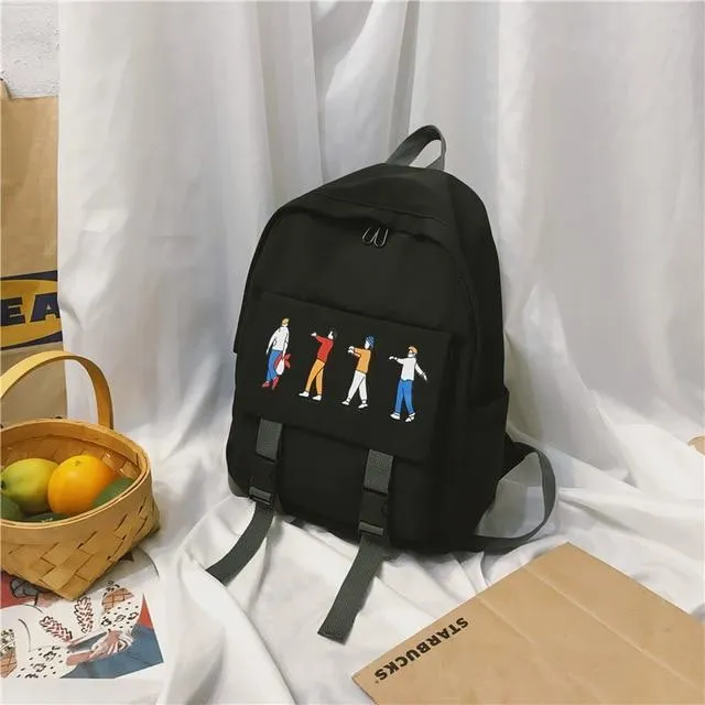 COLLEGE STYLE CARTOON PRINTED BACKPACK