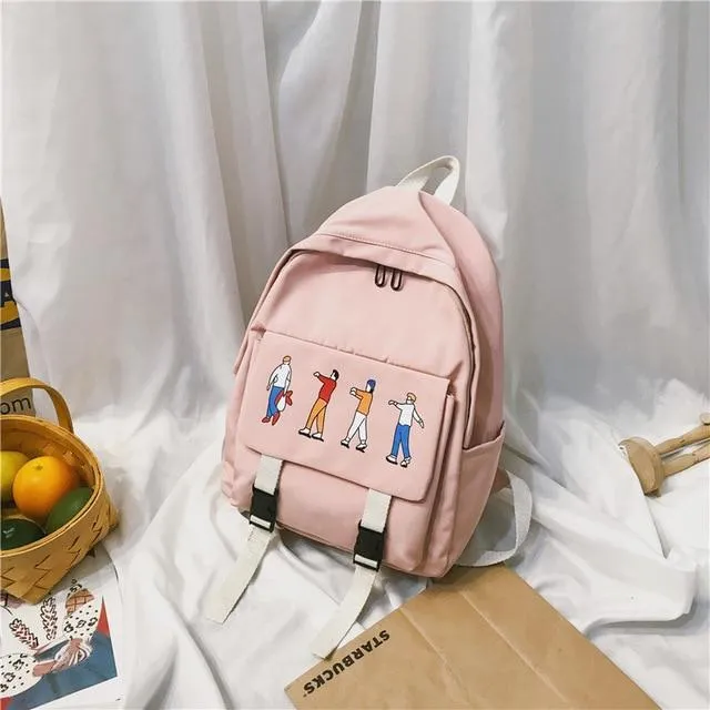 COLLEGE STYLE CARTOON PRINTED BACKPACK