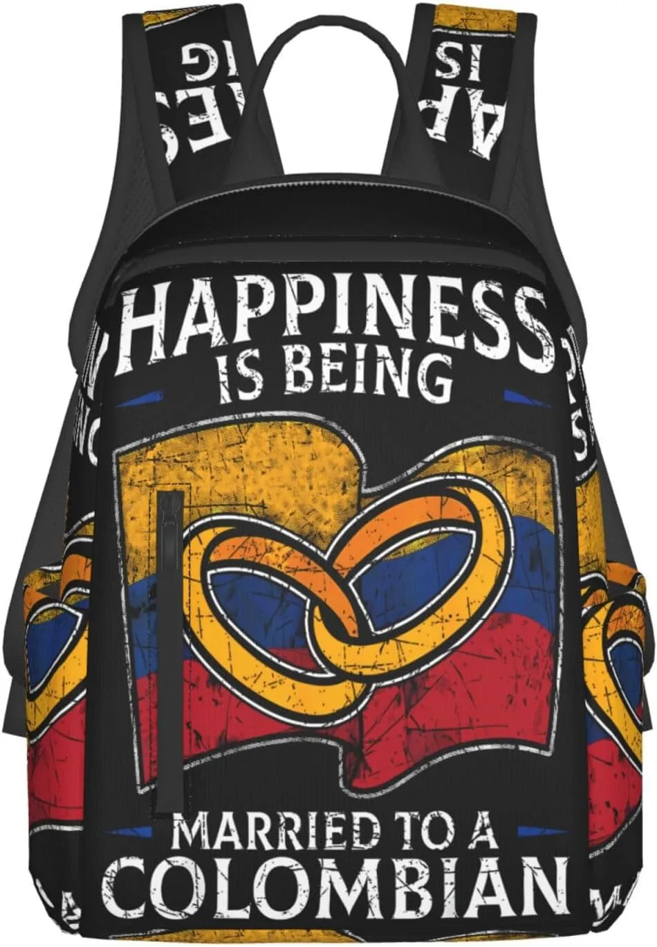 Colombia Marriage Colombian Married Flag Culture Casual Backpacks Large Capacity Laptop Backpack Sports Fitness Rucksack Travel Carry-On Daypack Work Bag for Outdoor Camping