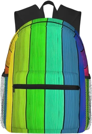 Colored Wood Print Lightweight And Comfortable Duffel Bag, Casual Daypack, Multipurpose Backpack