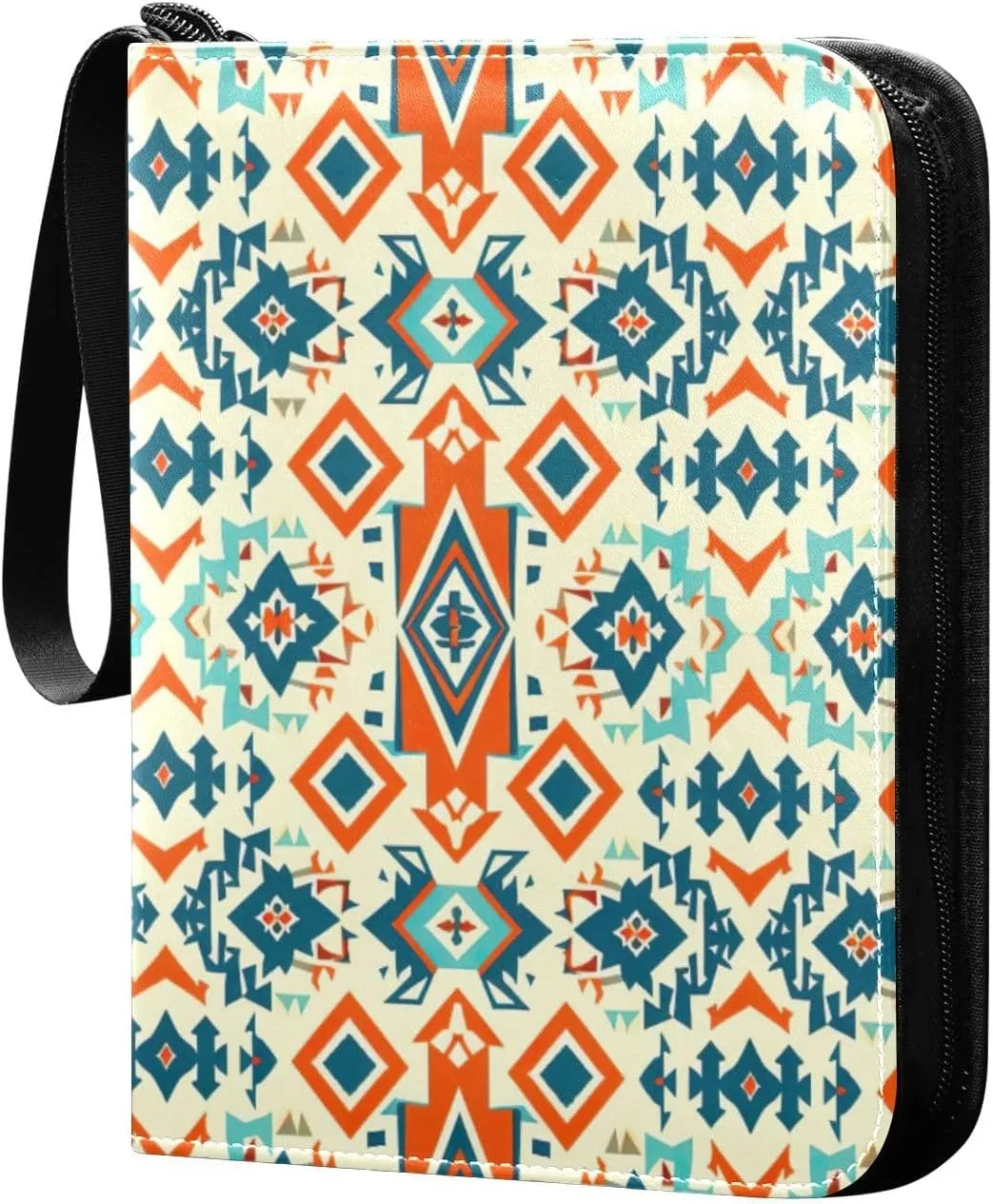Colorful Aztec Pattern Card Binder, 400 Pockets Card Holder with 50 Sleeves, Sturdy Card Holder Folders for Game Cards & Sports Cards