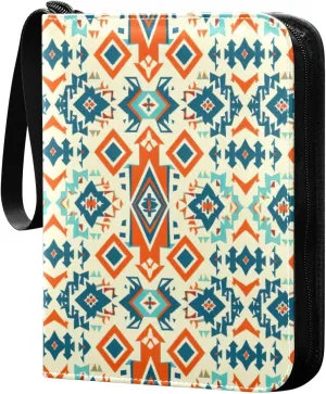 Colorful Aztec Pattern Card Binder, 400 Pockets Card Holder with 50 Sleeves, Sturdy Card Holder Folders for Game Cards & Sports Cards