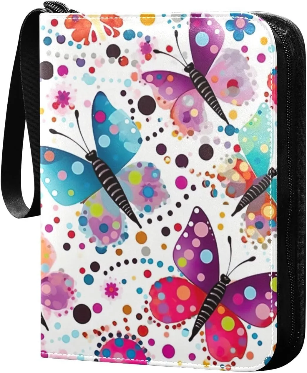 Colorful Butterflies Card Binder, 400 Pockets Card Holder with 50 Sleeves, Sturdy Card Holder Folders for Game Cards & Sports Cards