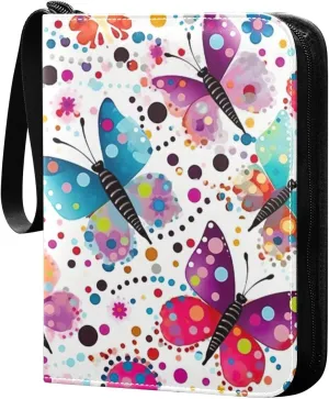 Colorful Butterflies Card Binder, 400 Pockets Card Holder with 50 Sleeves, Sturdy Card Holder Folders for Game Cards & Sports Cards