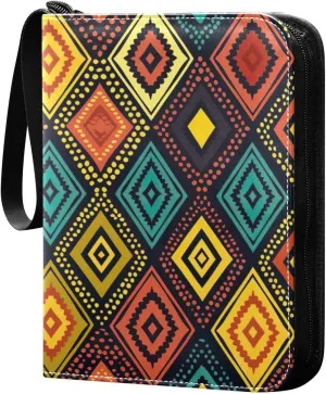 Colorful Geometric Card Binder, 400 Pockets Card Holder with 50 Sleeves, Sturdy Card Holder Folders for Game Cards & Sports Cards