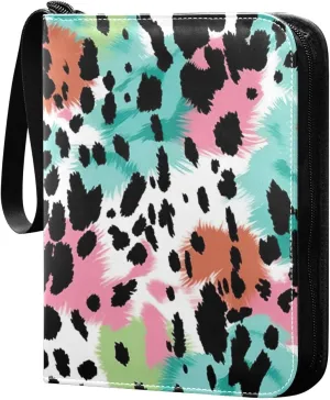Colorful Leopard Card Binder, 400 Pockets Card Holder with 50 Sleeves, Sturdy Card Holder Folders for Game Cards & Sports Cards
