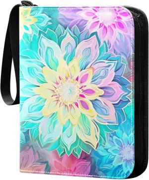Colorful Mandala Flower Card Binder, 400 Pockets Card Holder with 50 Sleeves, Sturdy Card Holder Folders for Game Cards & Sports Cards