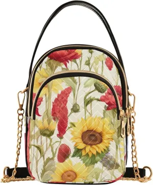 Colorful Succulents on a White Shoulder Bag, Womens Crossbody Travel Bag, Fall Crossbody Purse