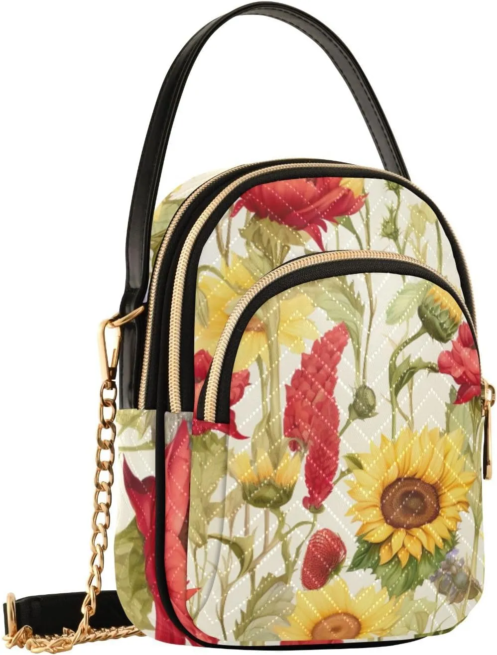 Colorful Succulents on a White Shoulder Bag, Womens Crossbody Travel Bag, Fall Crossbody Purse
