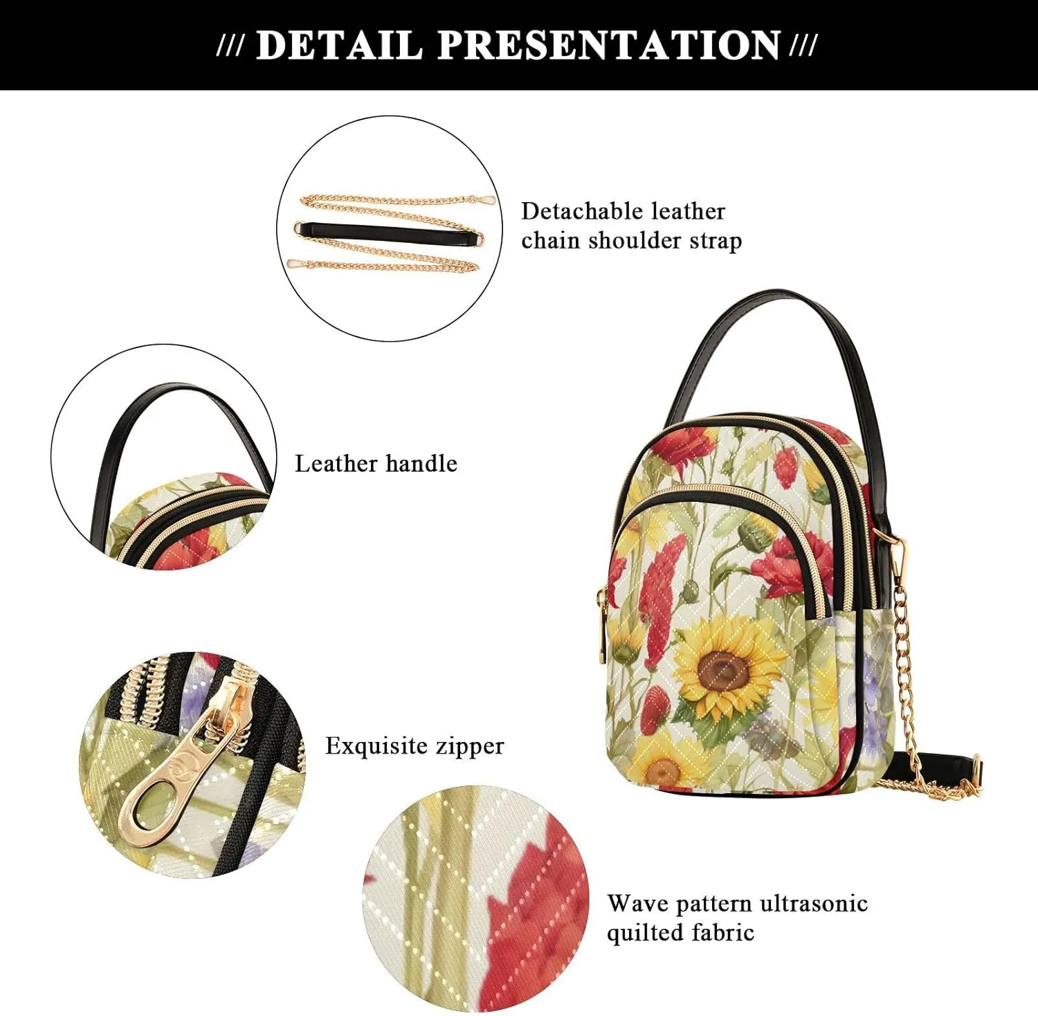 Colorful Succulents on a White Shoulder Bag, Womens Crossbody Travel Bag, Fall Crossbody Purse