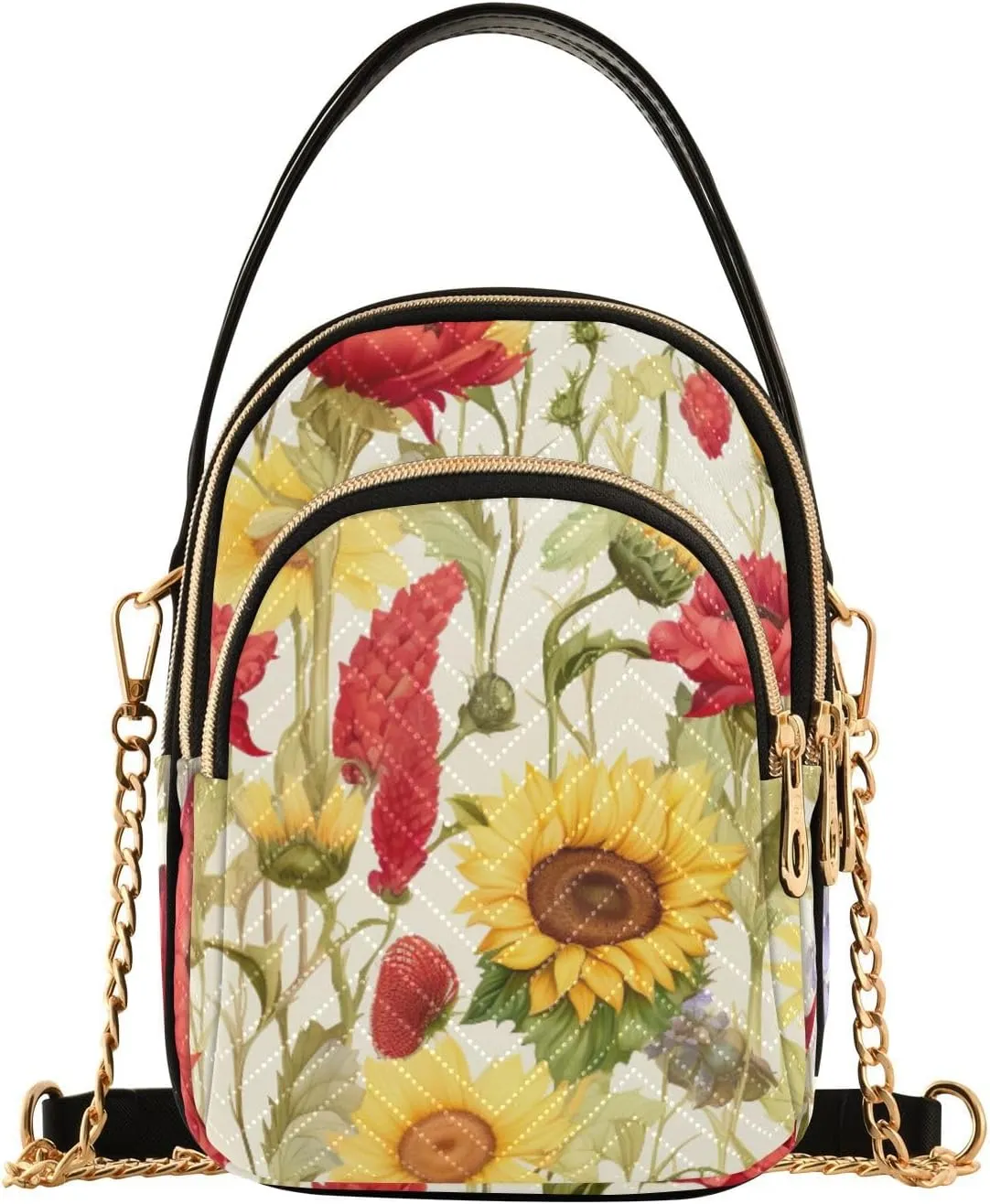 Colorful Succulents on a White Shoulder Bag, Womens Crossbody Travel Bag, Fall Crossbody Purse
