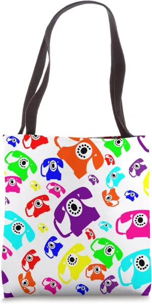 colorful vintage telephones retro phone Tote Bag