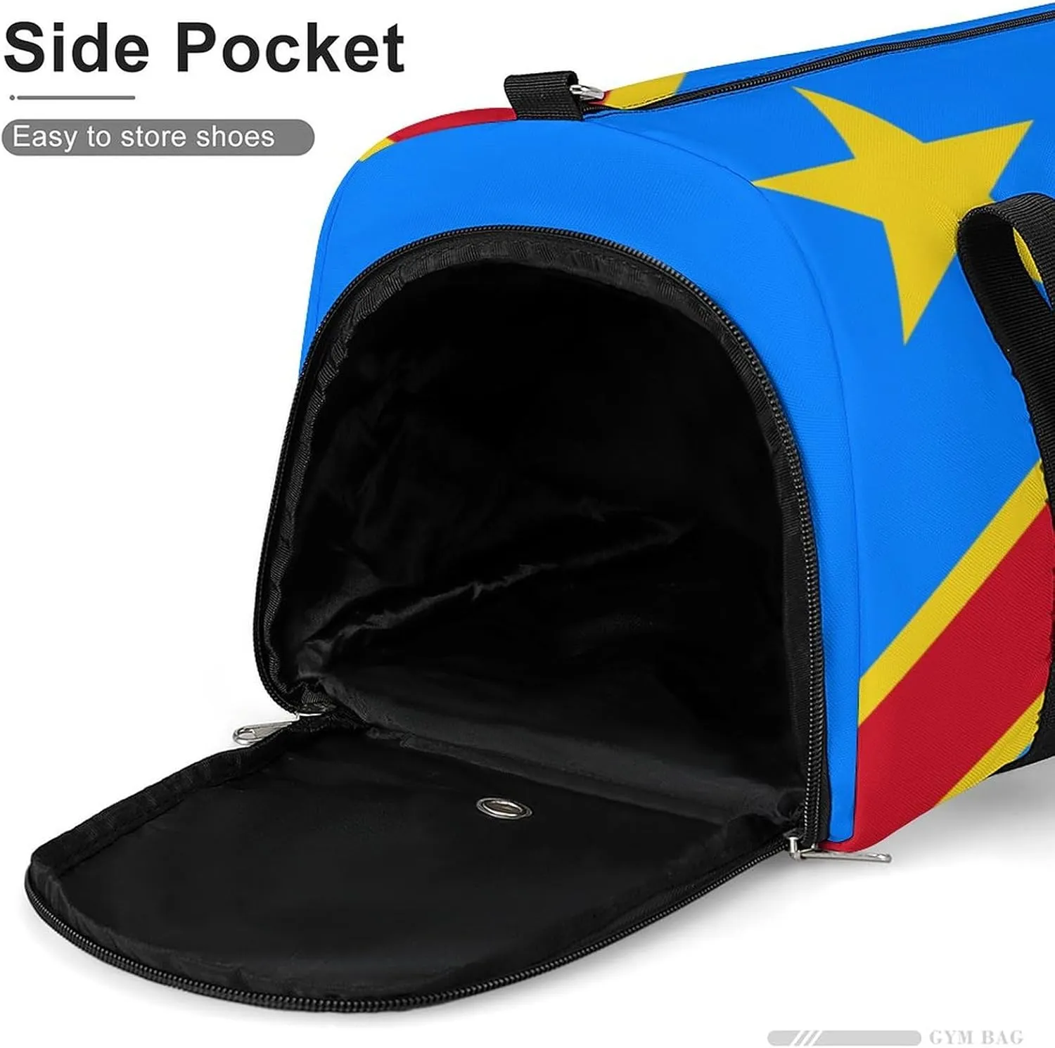 Congo Flag Duffel for Men Women with Shoe Compartment and Wet Pocket