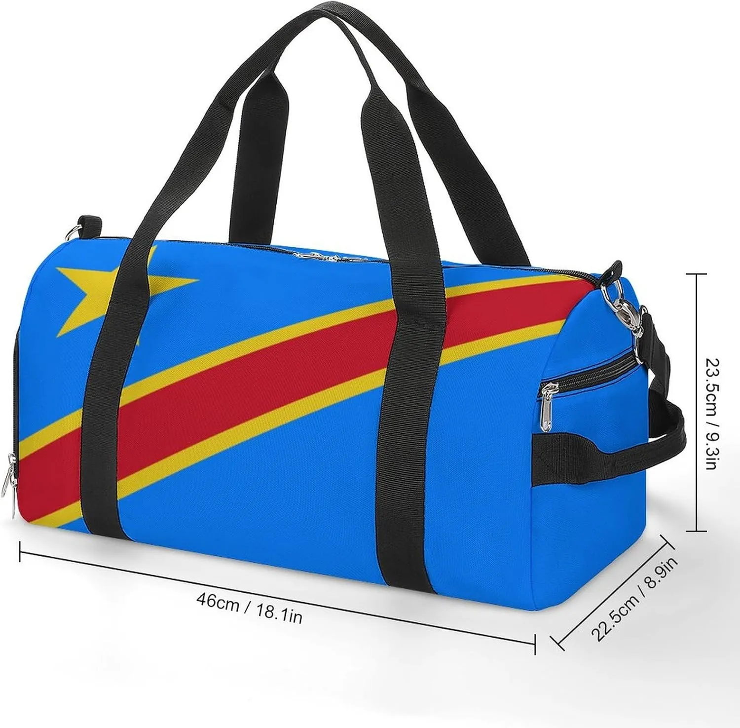 Congo Flag Duffel for Men Women with Shoe Compartment and Wet Pocket