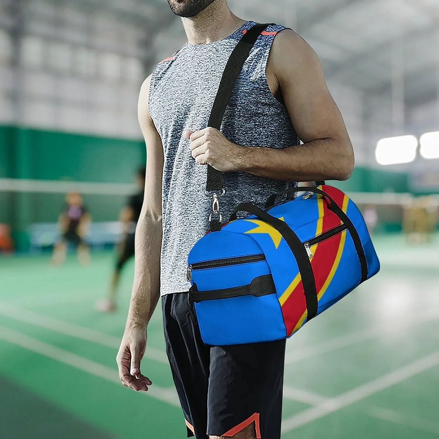 Congo Flag Duffel for Men Women with Shoe Compartment and Wet Pocket