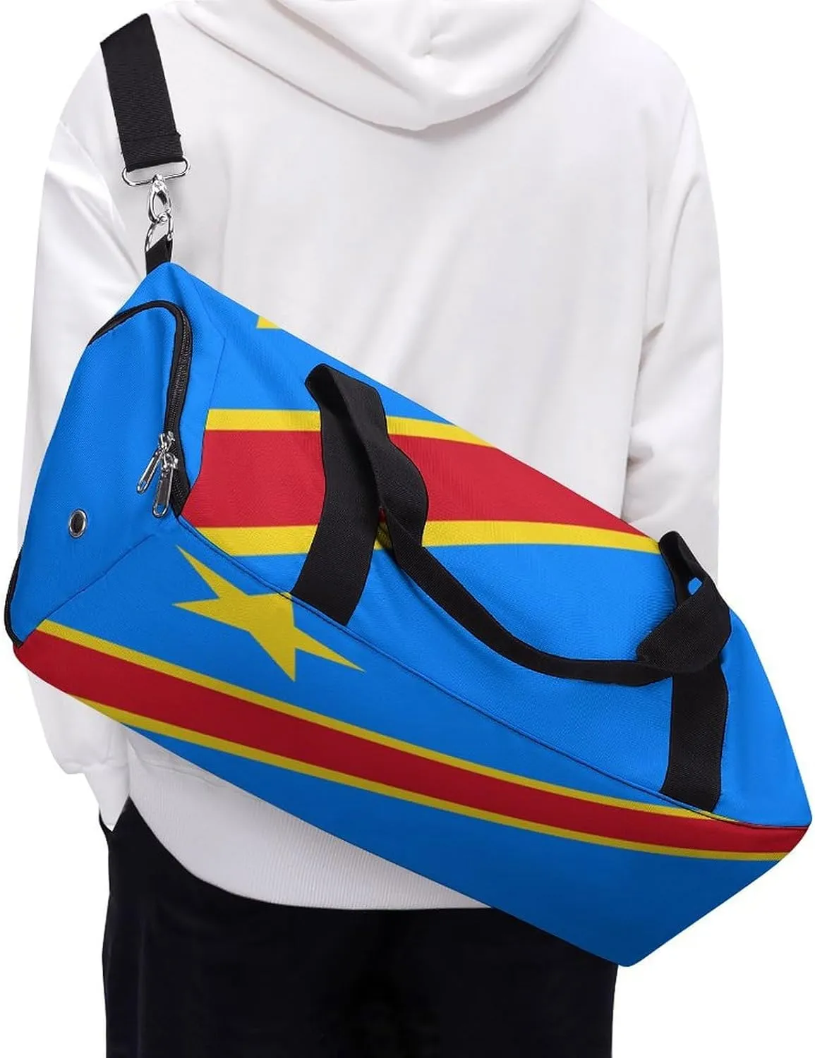 Congo Flag Duffel for Men Women with Shoe Compartment and Wet Pocket