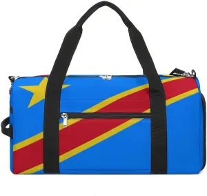 Congo Flag Duffel for Men Women with Shoe Compartment and Wet Pocket