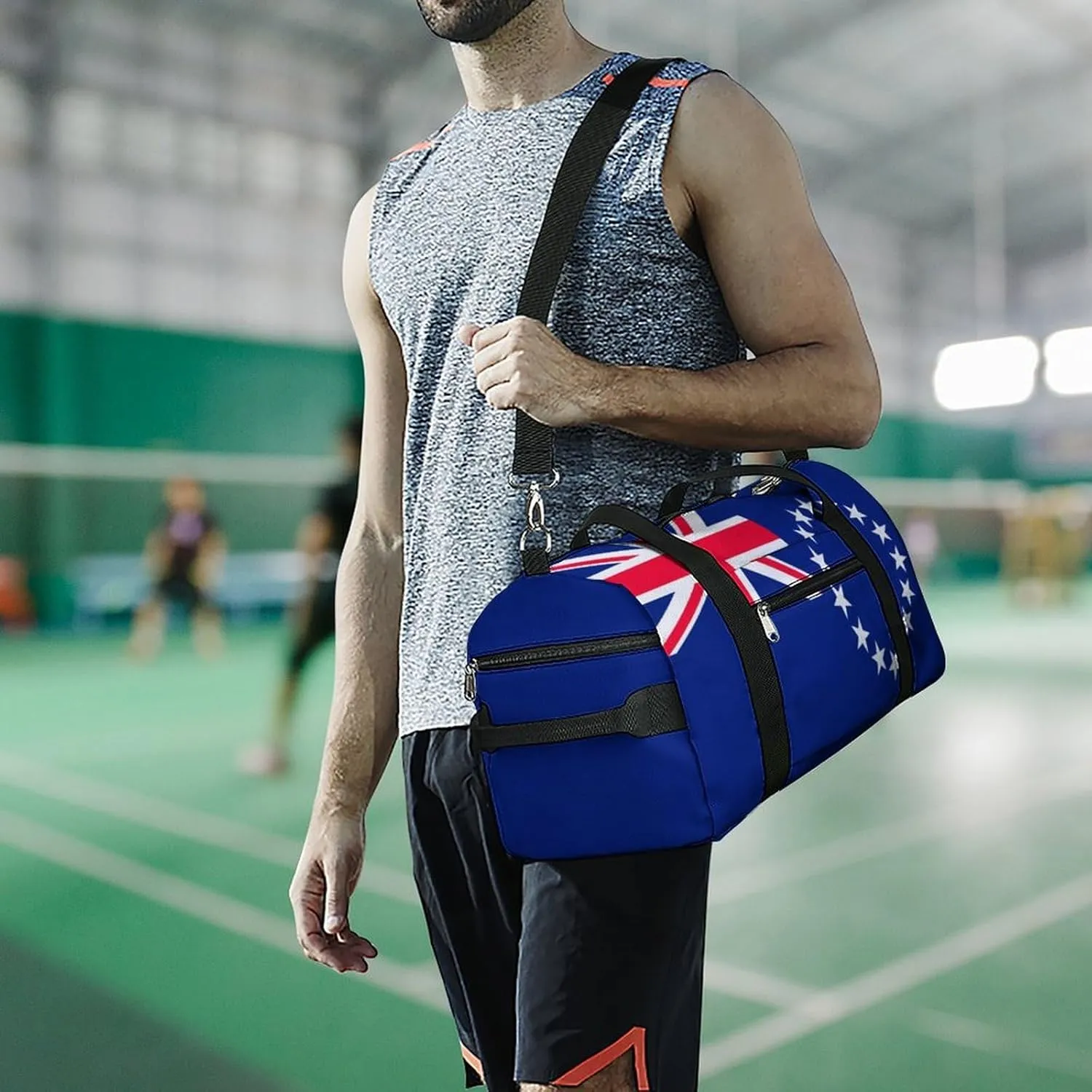 Cook Lslands Flag Sports Duffle Bag for Boys Girls with Shoe Compartment Overnight