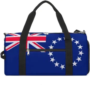 Cook Lslands Flag Sports Duffle Bag for Boys Girls with Shoe Compartment Overnight