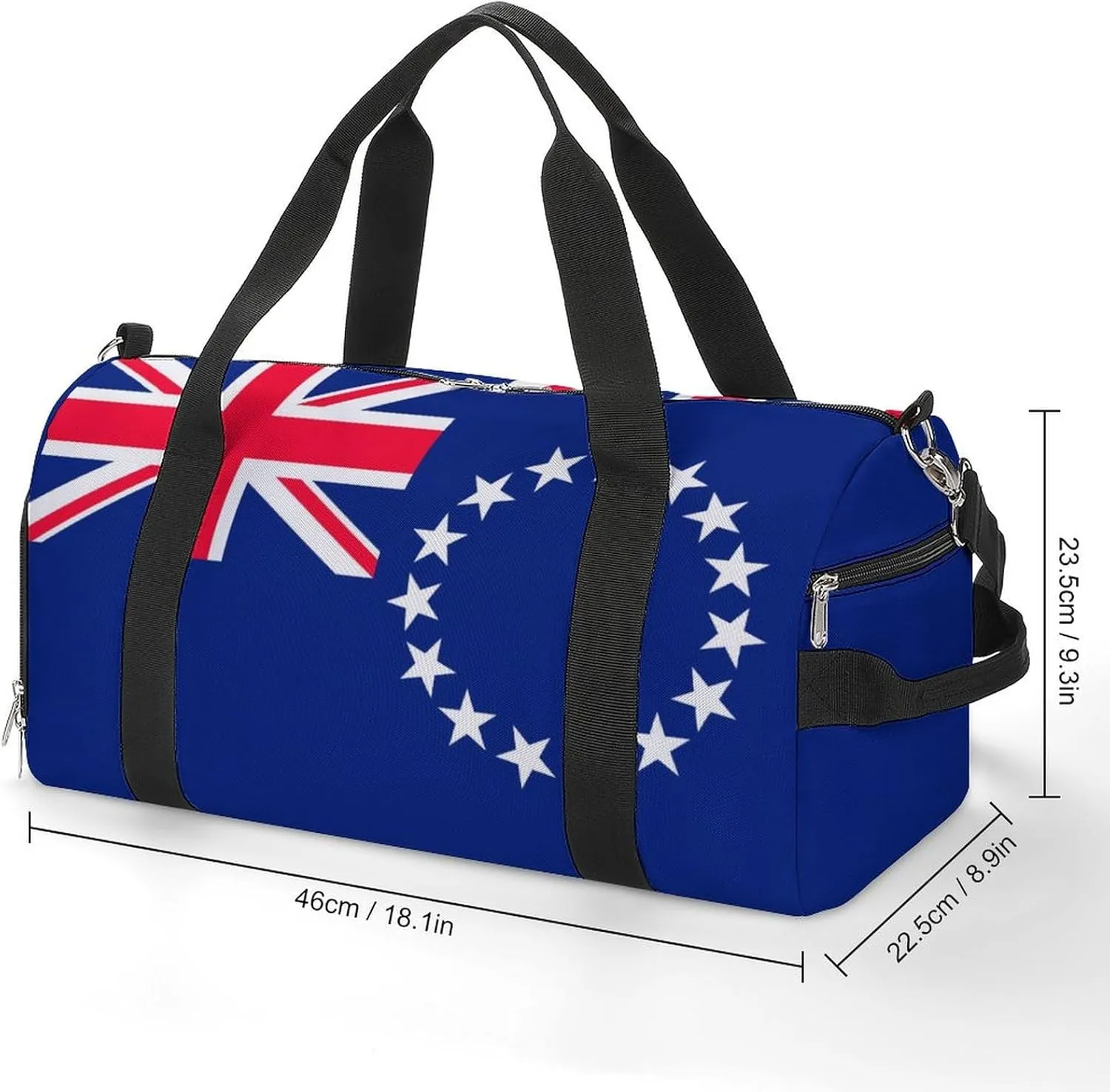 Cook Lslands Flag Sports Duffle Bag for Boys Girls with Shoe Compartment Overnight