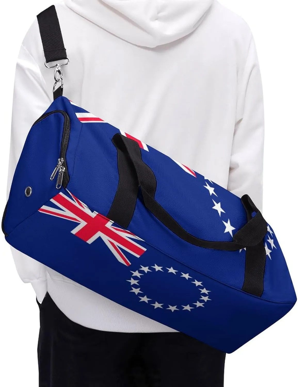Cook Lslands Flag Sports Duffle Bag for Boys Girls with Shoe Compartment Overnight