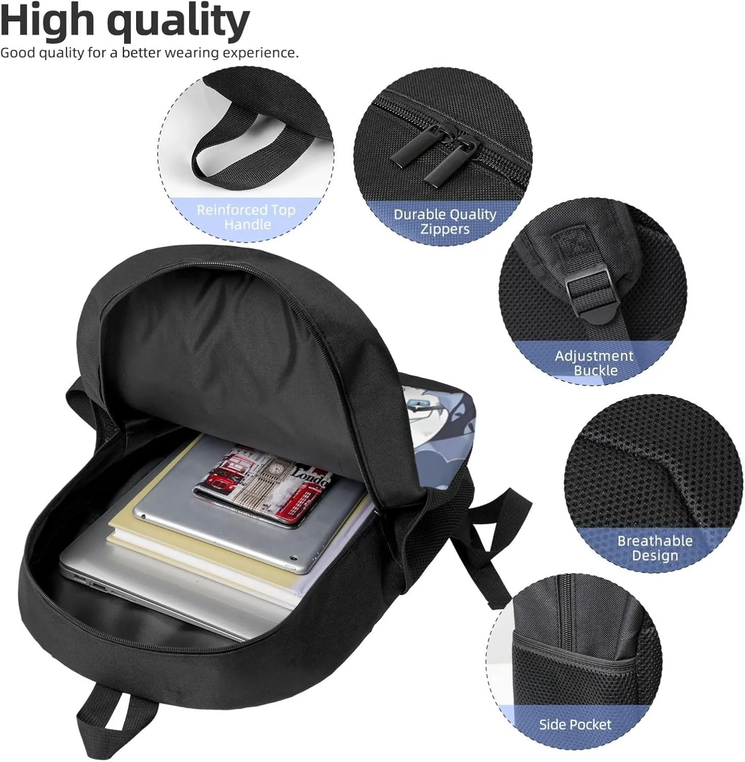 Cookie Run Kingdom Shadow Milk Cookie Fashion Backpack, School, Computer Bag.