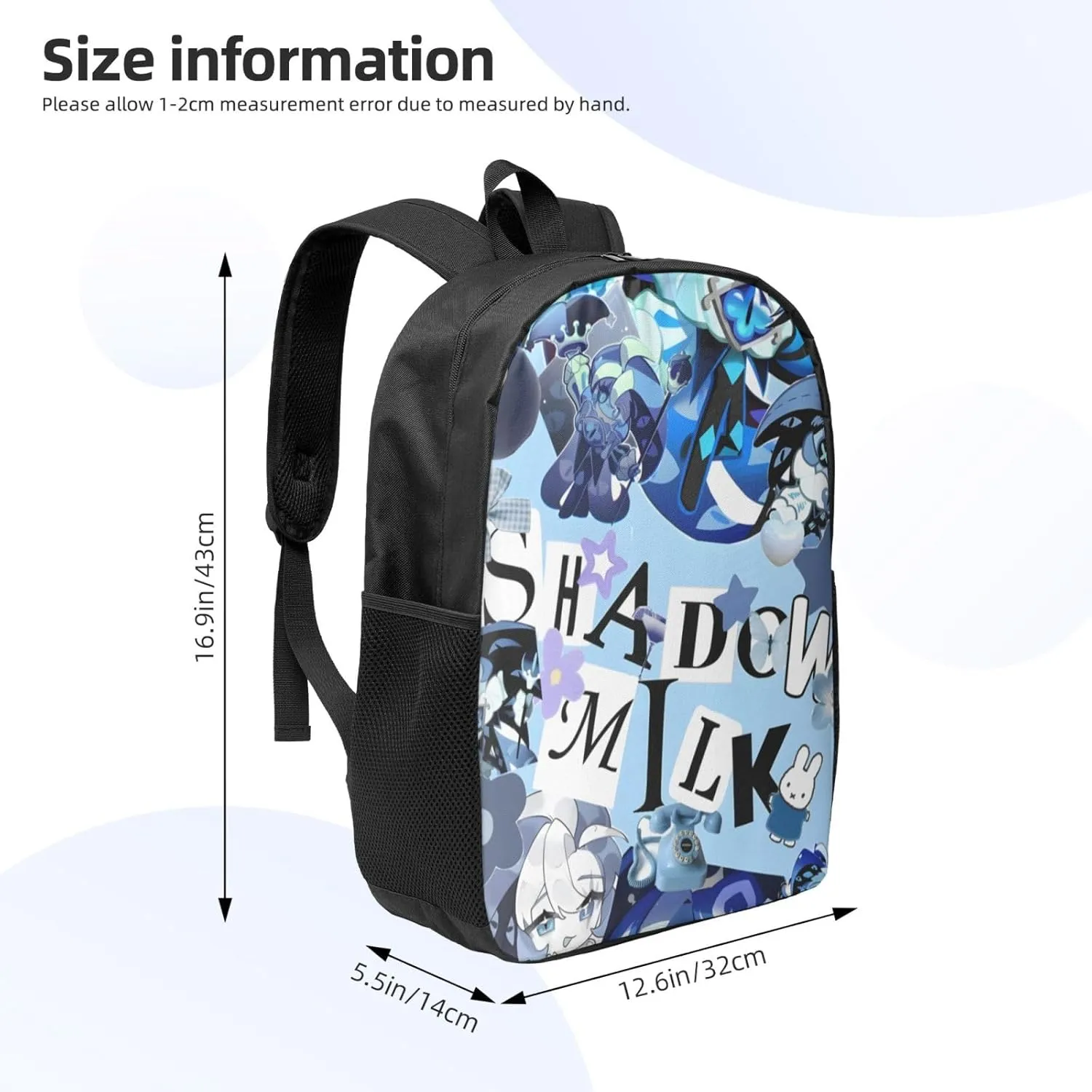 Cookie Run Kingdom Shadow Milk Cookie Fashion Backpack, School, Computer Bag.