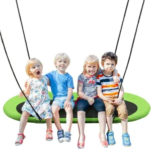 Costzon 60'' Giant Waterproof Platform Saucer Tree Swing Set, 700 lb Weight Capacity, Outdoor Saucer Tree Swing with Adjustable Hanging Ropes, Swing for Children Park Backyard (Green)
