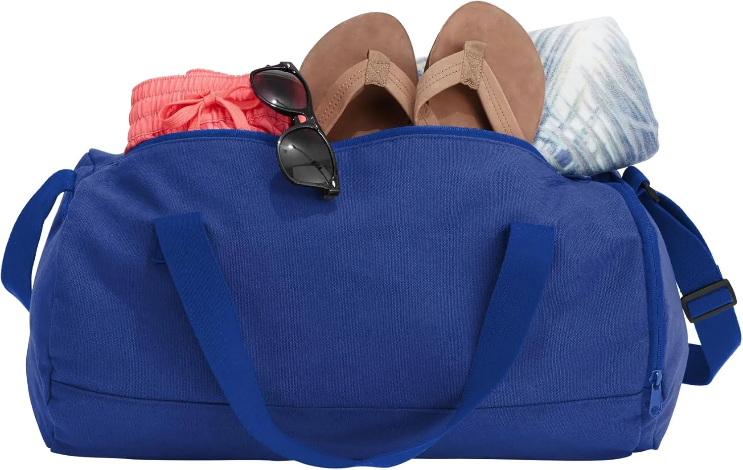 Cotton Sports Duffel Bag with Multiple Different Sport Design Choices (True Royal, Basketball)
