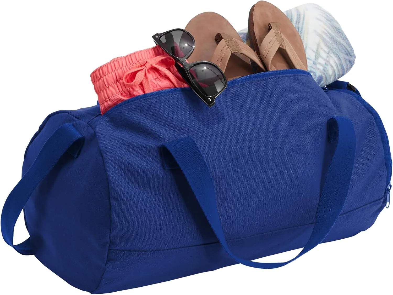 Cotton Sports Duffel Bag with Multiple Different Sport Design Choices (True Royal, Basketball)