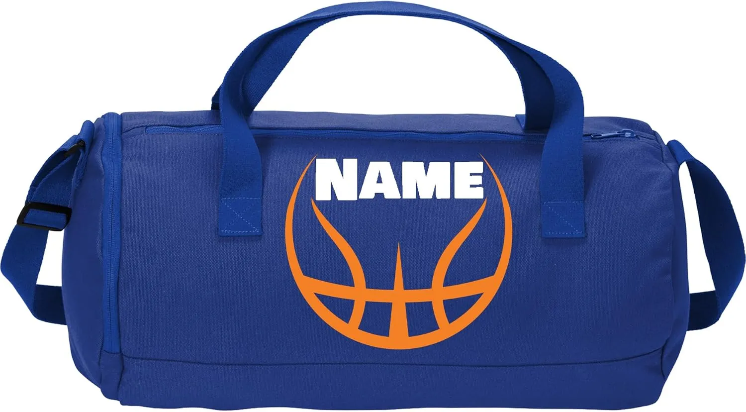 Cotton Sports Duffel Bag with Multiple Different Sport Design Choices (True Royal, Basketball)
