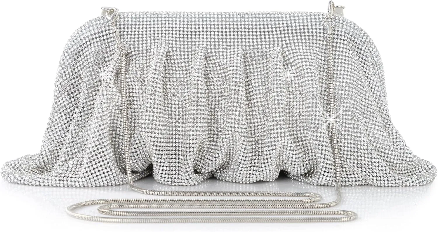 Coucoland Rhinestone Purse for Women - Evening Clutch Bags Sparkly Glitter Rhinestone Dumpling Cloud Bag for Party Wedding