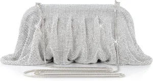 Coucoland Rhinestone Purse for Women - Evening Clutch Bags Sparkly Glitter Rhinestone Dumpling Cloud Bag for Party Wedding